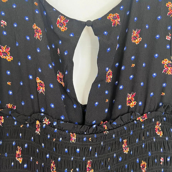 Free People Two Faces Printed Smocked Long Sleeve Mini Dress Size Medium - Picture 7 of 13